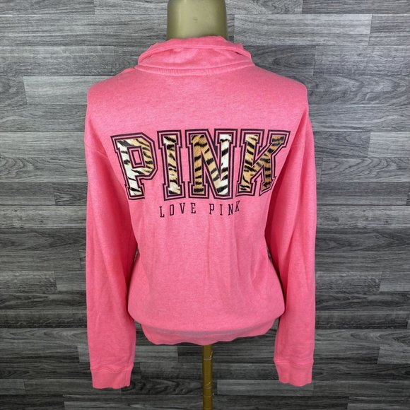 PINK VICTORIA'S SECRET Graphic Hot Pink Pullover Sweatshirt Women's Size Small - Picture 2 of 11